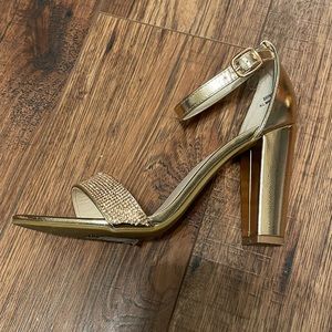 Women’s rose gold chunky heels